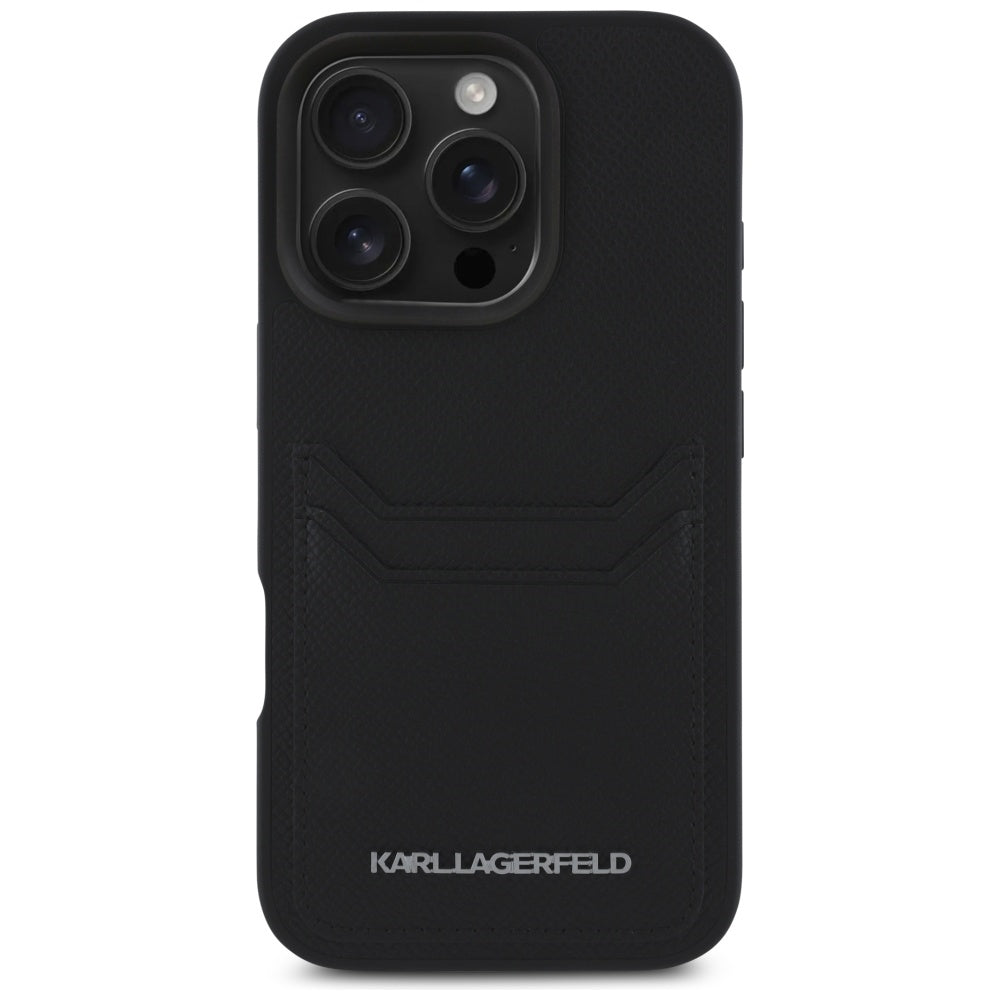 Etui til Apple iPhone 16 Pro Max, Karl Lagerfeld, Grained Cardslots, Sort