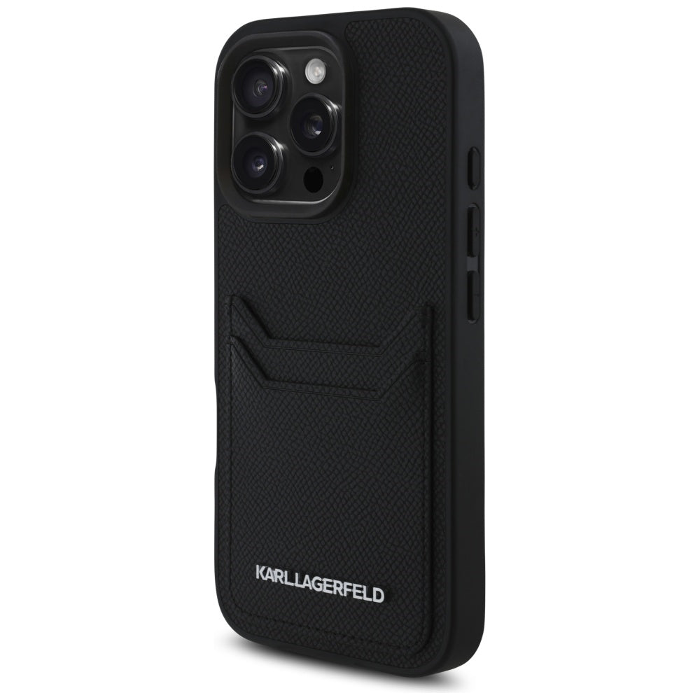 Etui til Apple iPhone 16 Pro Max, Karl Lagerfeld, Grained Cardslots, Sort