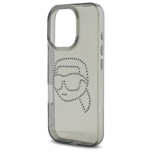 Etui til Apple iPhone 16 Pro Max, Karl Lagerfeld, IML Rhinestones Karl's Head, Sort