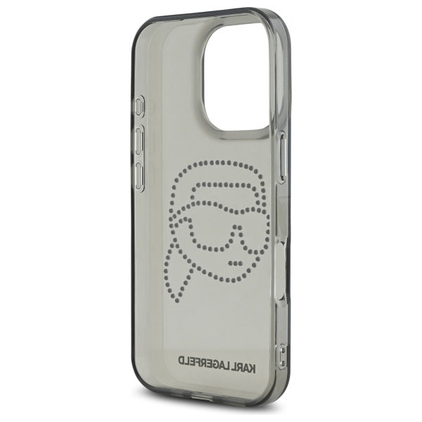 Etui til Apple iPhone 16 Pro Max, Karl Lagerfeld, IML Rhinestones Karl's Head, Sort