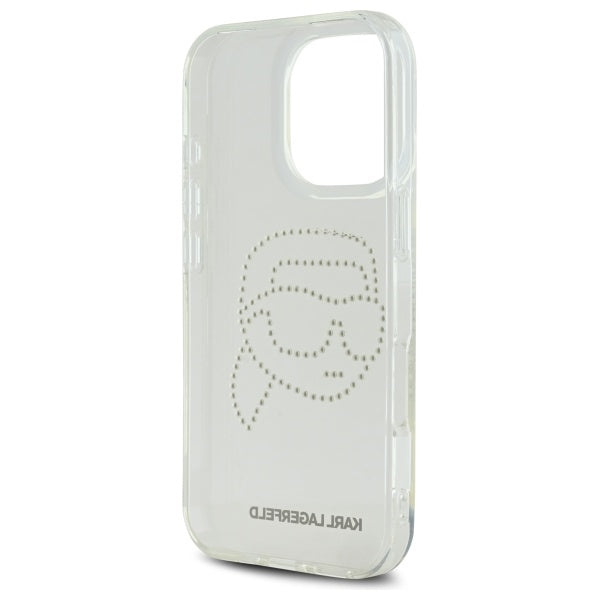 Etui til Apple iPhone 16 Pro Max, Karl Lagerfeld, IML Rhinestones Karl's Head, Gennemsigtig