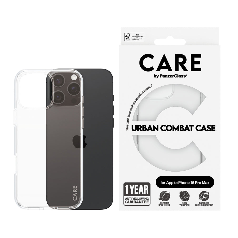 Etui til Apple iPhone 16 Pro Max, PanzerGlass, Care Urban Combat, Gennemsigtig