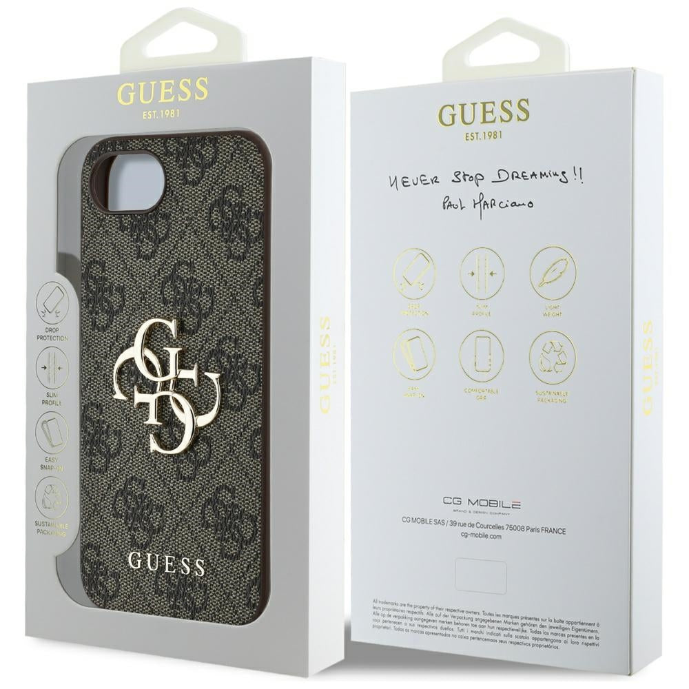 Etui til Apple iPhone 17e / 16e, Guess, 4G Big Logo, Brun