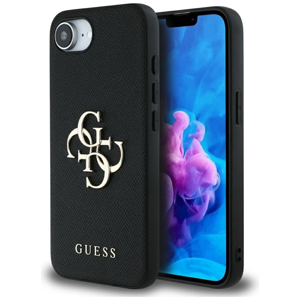 Etui til Apple iPhone 17e / 16e, Guess, 4G Grained Big and Classic Logo, Sort