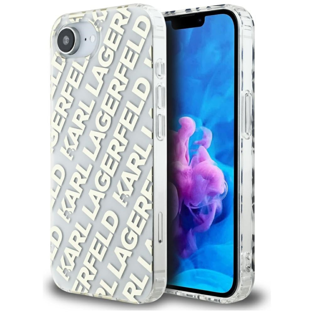 Etui til Apple iPhone 17e / 16e, Karl Lagerfeld, IML Luxury Gold Fullover Logo, Gylden
