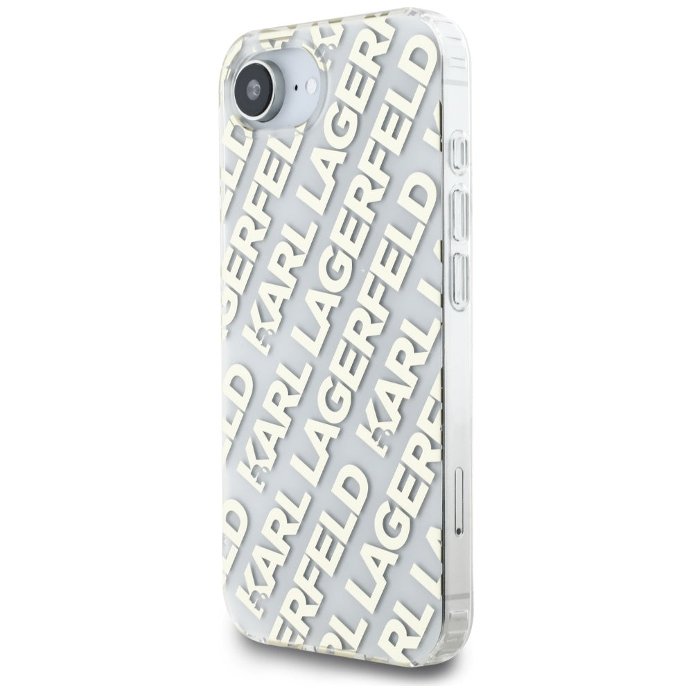 Etui til Apple iPhone 17e / 16e, Karl Lagerfeld, IML Luxury Gold Fullover Logo, Gylden