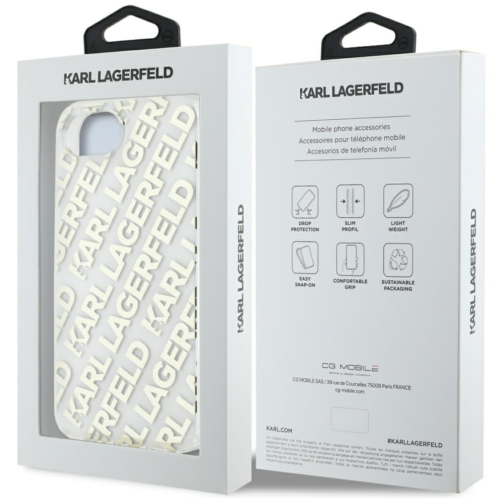 Etui til Apple iPhone 17e / 16e, Karl Lagerfeld, IML Luxury Gold Fullover Logo, Gylden