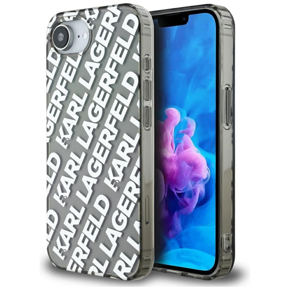 Etui til Apple iPhone 17e / 16e, Karl Lagerfeld, IML Luxury Silver Fullover Logo, Sølvfarvet