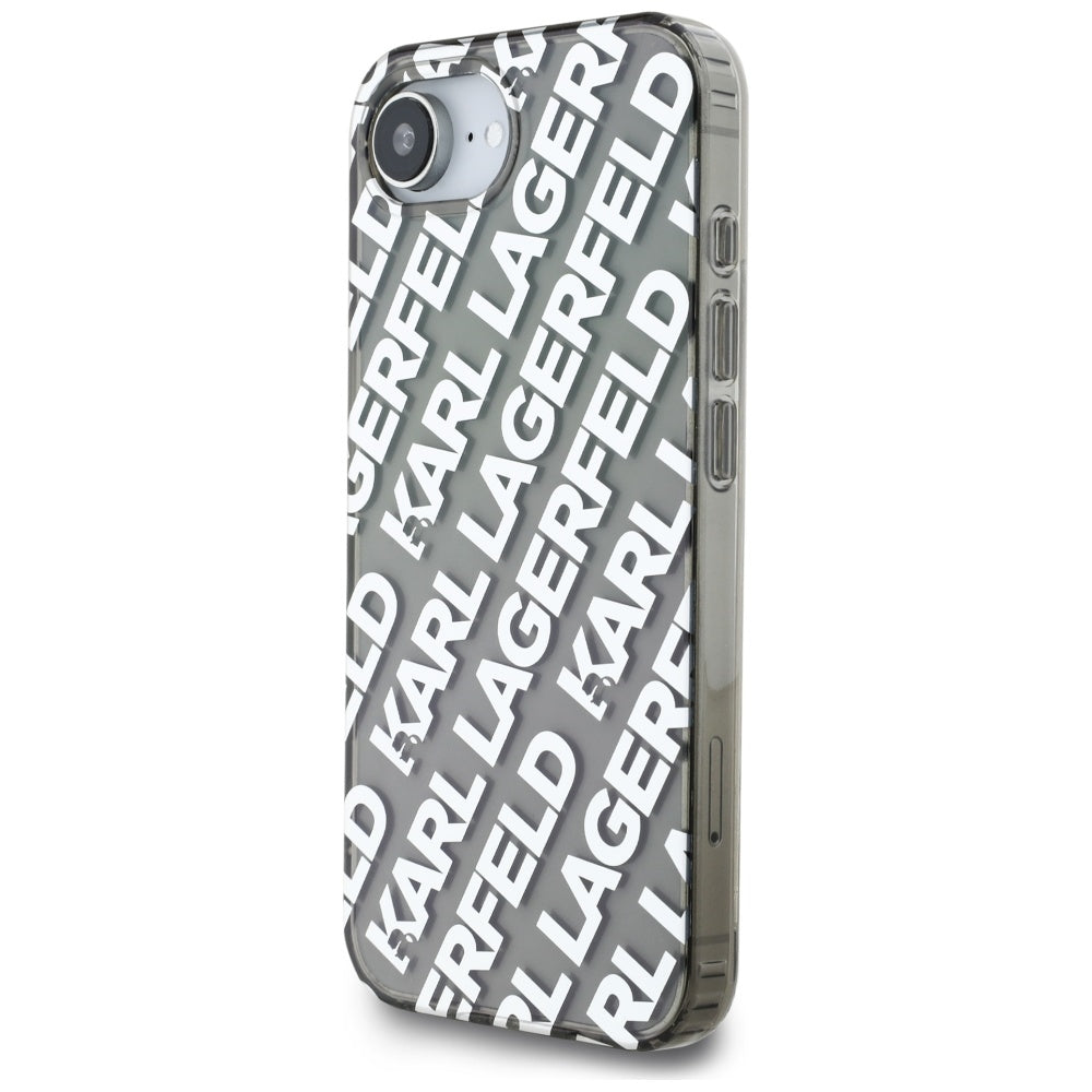 Etui til Apple iPhone 17e / 16e, Karl Lagerfeld, IML Luxury Silver Fullover Logo, Sølvfarvet