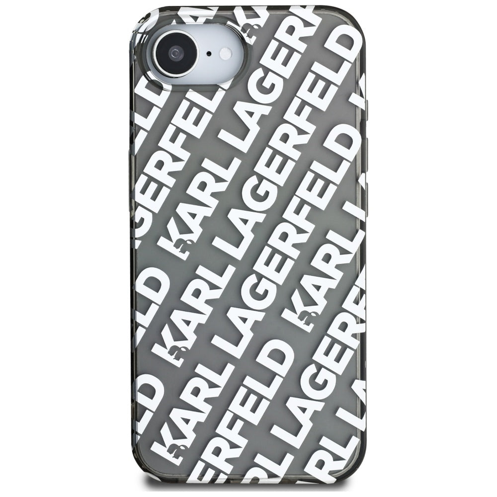 Etui til Apple iPhone 17e / 16e, Karl Lagerfeld, IML Luxury Silver Fullover Logo, Sølvfarvet