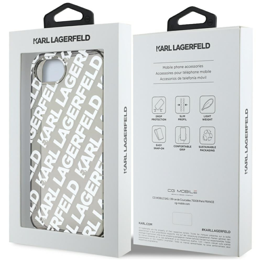 Etui til Apple iPhone 17e / 16e, Karl Lagerfeld, IML Luxury Silver Fullover Logo, Sølvfarvet