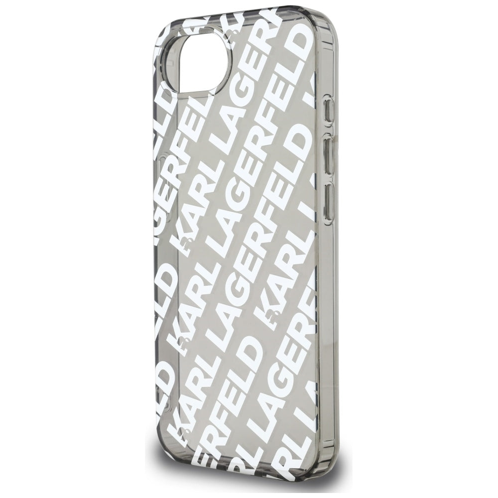 Etui til Apple iPhone 17e / 16e, Karl Lagerfeld, IML Luxury Silver Fullover Logo, Sølvfarvet