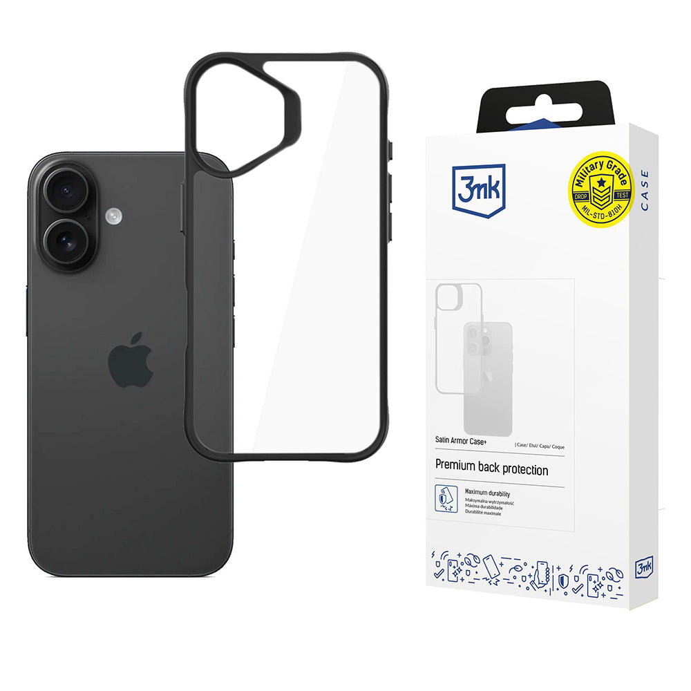 Etui til Apple iPhone 17, 3MK, Satin Armor Case+, Sort