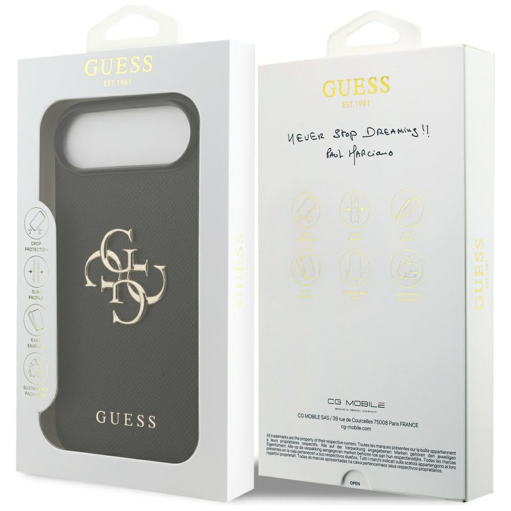 Case for Apple iPhone 17 Air, Guess, 4G Grained Big and Classic Logo, Black