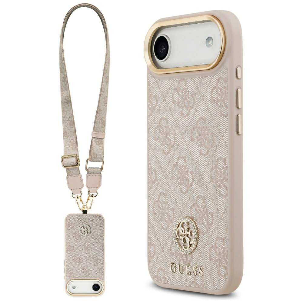 Etui til Apple iPhone 17 Air, Guess, 4G Strass Logo og Big Strap, Pink
