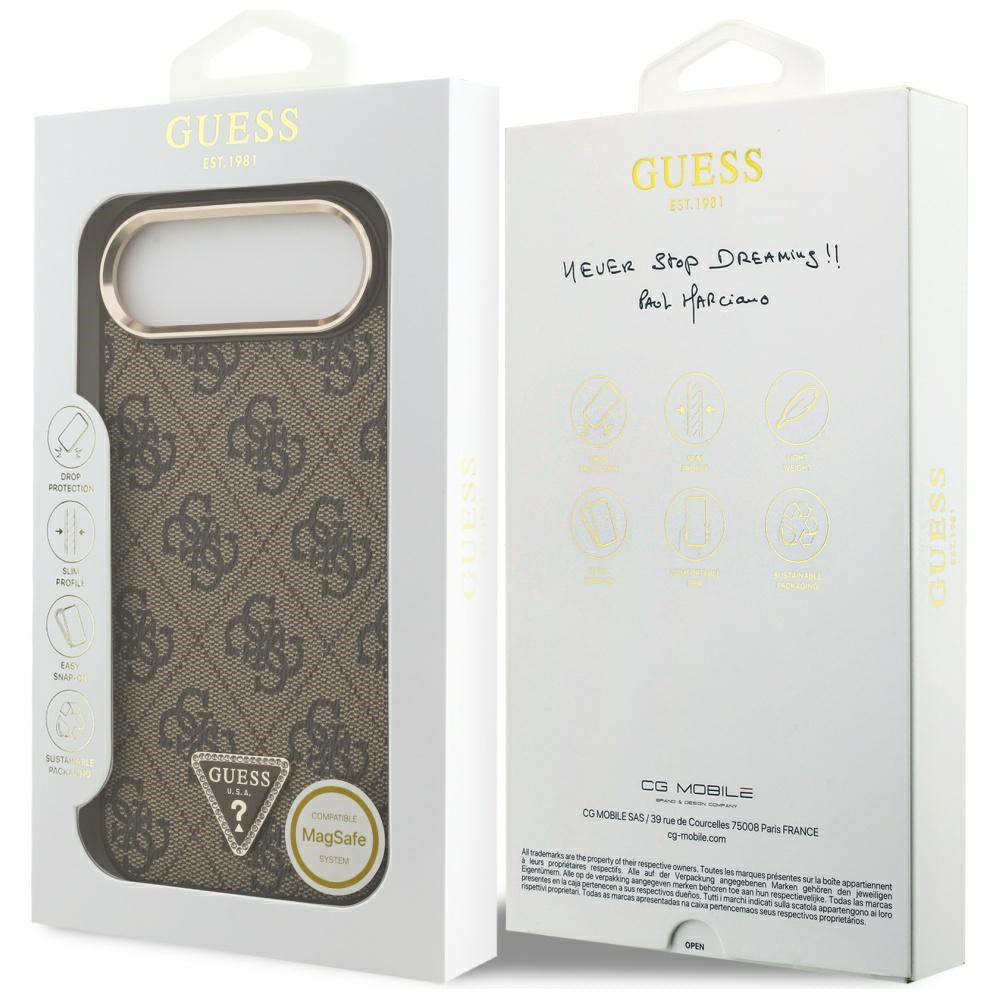 Etui til Apple iPhone 17 Air, Guess, 4G Triangle Logo, Gylden Brun