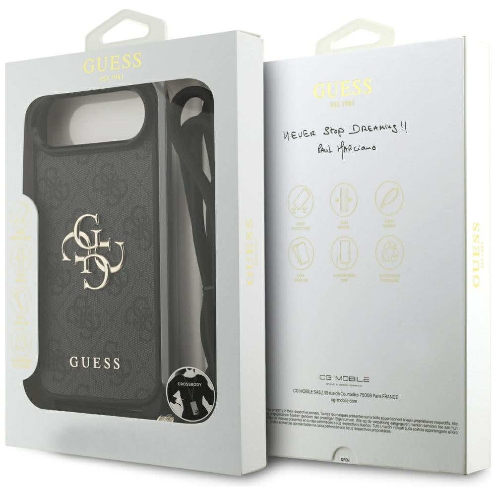 Etui til Apple iPhone 17 Air, Guess, Crossbody Cord 4G Big Log, Sort