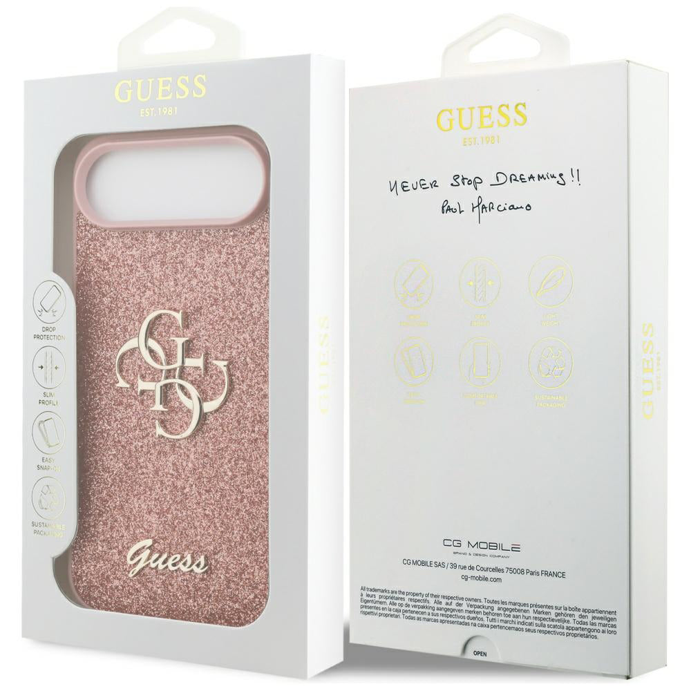 Etui til Apple iPhone 17 Air, Guess, Fixed Glitter Big 4G, Pink