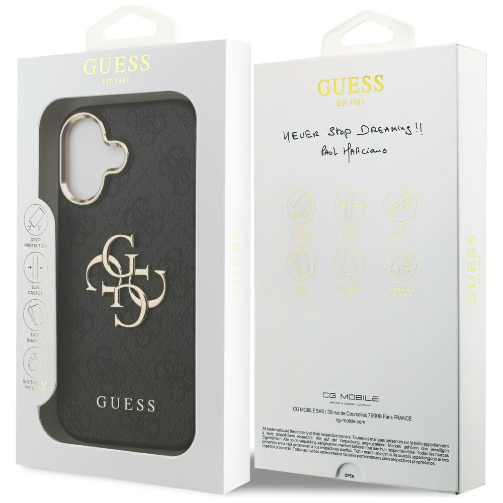 Etui til Apple iPhone 17, Guess, Big 4G Logo Classic, Sort Guld