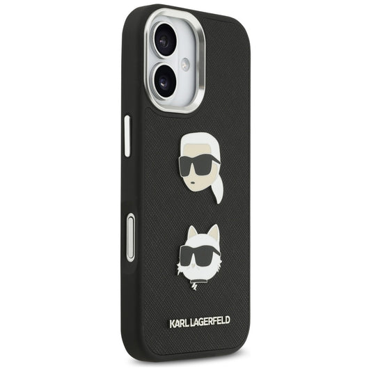 Etui til Apple iPhone 17, Karl Lagerfeld, Grained Karl & Choupette's Heads Pins and Logo, Sort