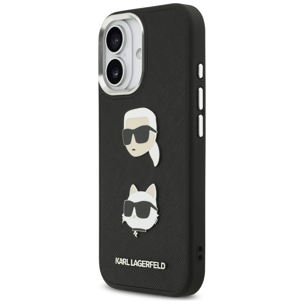 Etui til Apple iPhone 17, Karl Lagerfeld, Grained Karl & Choupette's Heads Pins and Logo, Sort