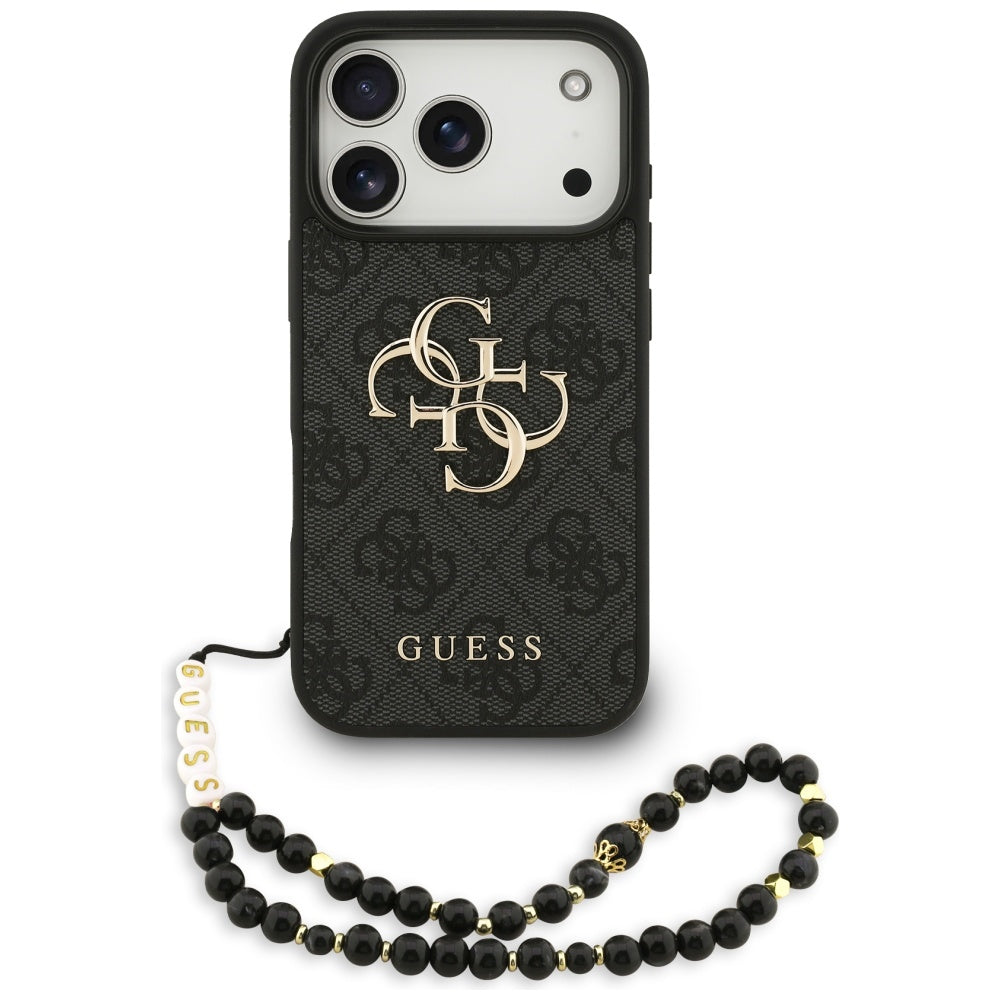 Etui til Apple iPhone 17 Pro, Guess, 4G Classic Logo med rem, Sort