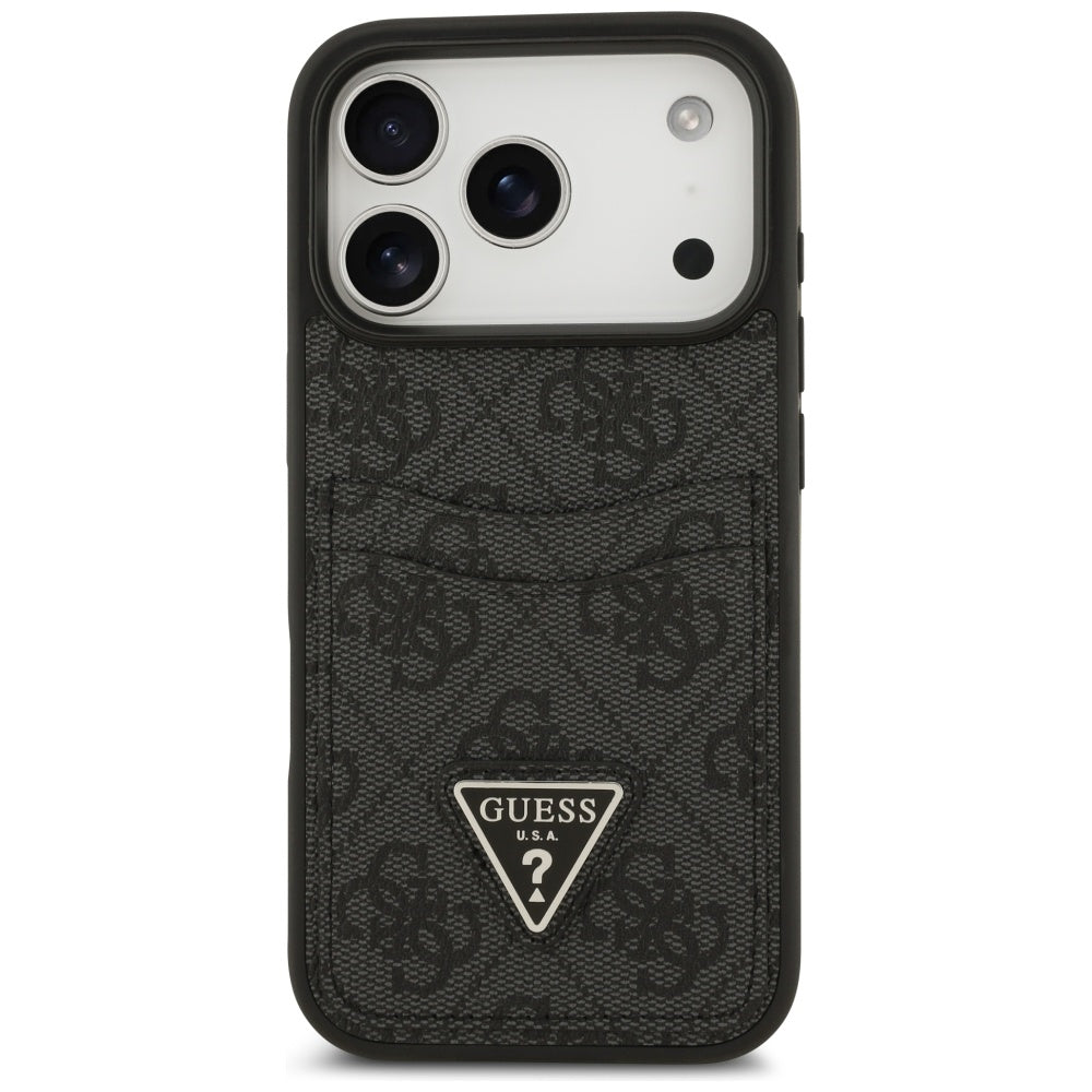Etui til Apple iPhone 17 Pro, Guess, 4G Double Card Triangle, Sort