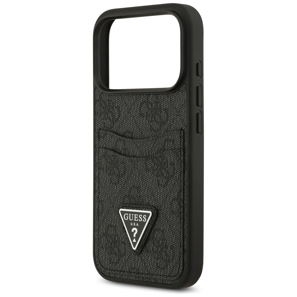 Etui til Apple iPhone 17 Pro, Guess, 4G Double Card Triangle, Sort