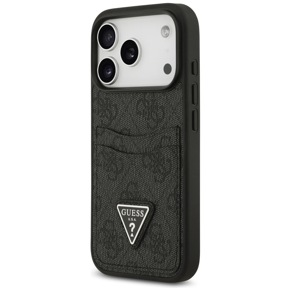 Etui til Apple iPhone 17 Pro, Guess, 4G Double Card Triangle, Sort