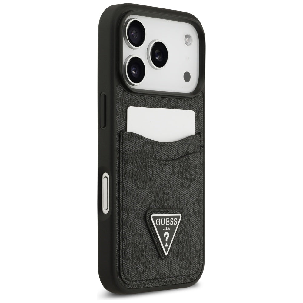 Etui til Apple iPhone 17 Pro, Guess, 4G Double Card Triangle, Sort
