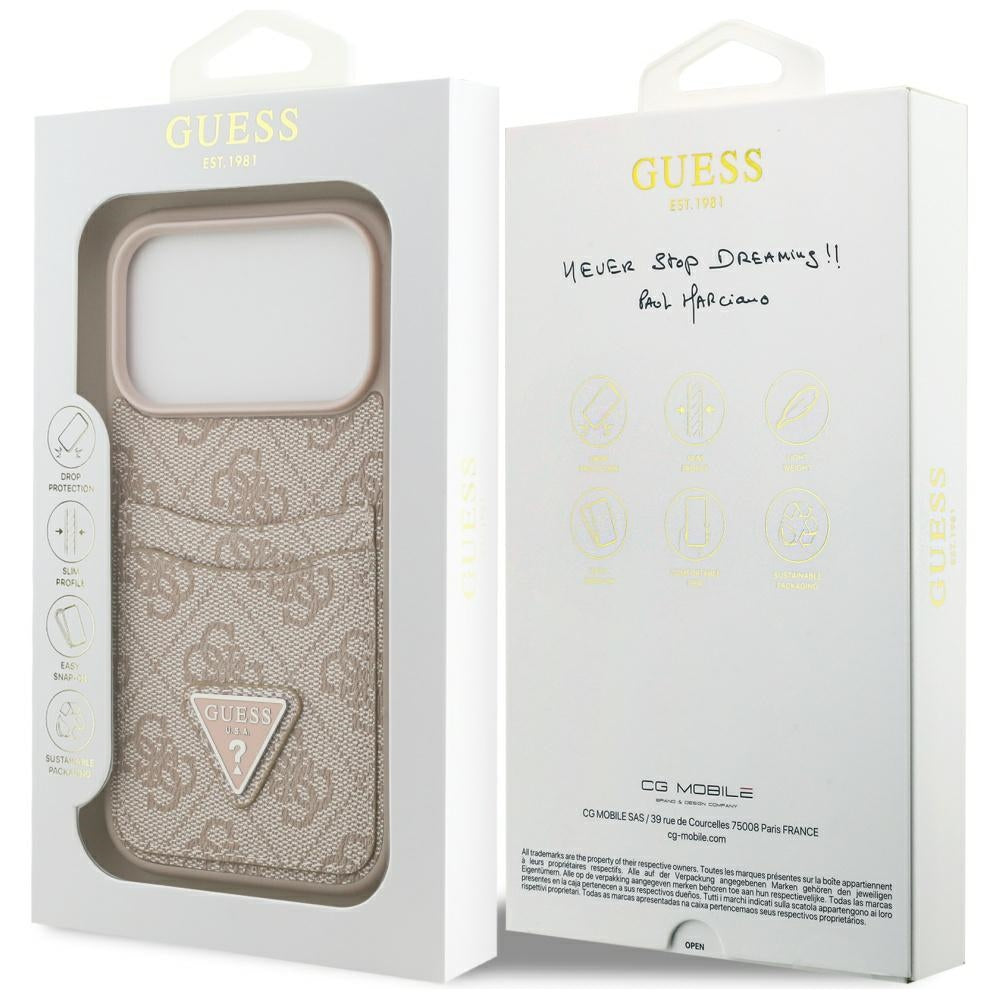 Etui til Apple iPhone 17 Pro, Guess, 4G Double Card Triangle, Pink