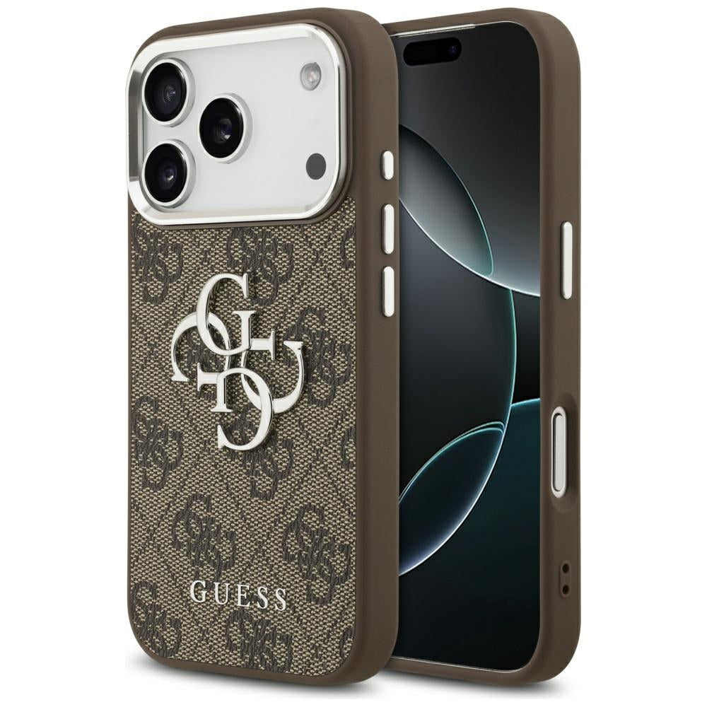 Etui til Apple iPhone 17 Pro, Guess, Big 4G Logo Classic, Brun Sølvfarvet