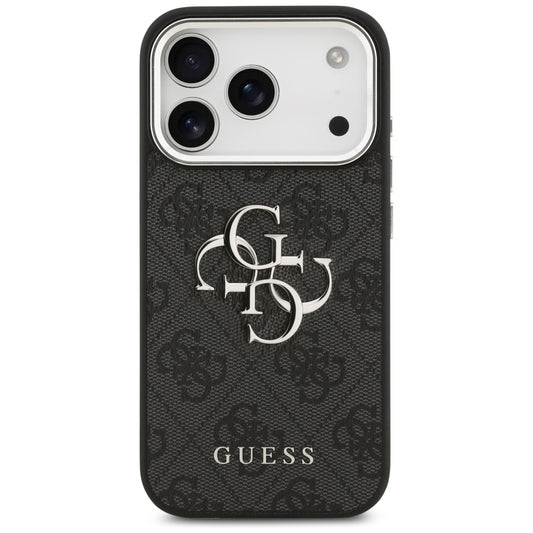 Etui til Apple iPhone 17 Pro, Guess, Big 4G Logo Classic, Sort Sølvfarvet