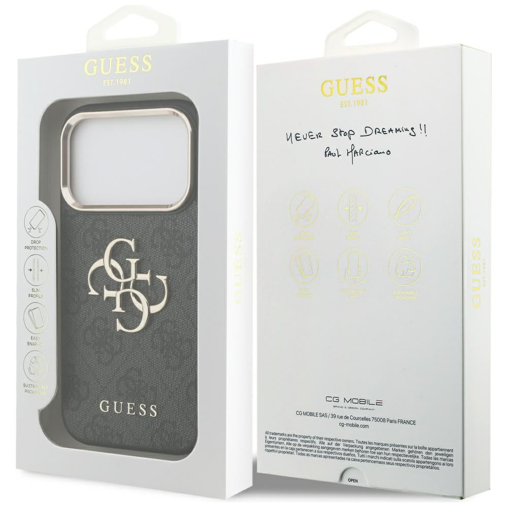 Etui til Apple iPhone 17 Pro, Guess, Big 4G Logo Classic, Sort Guld