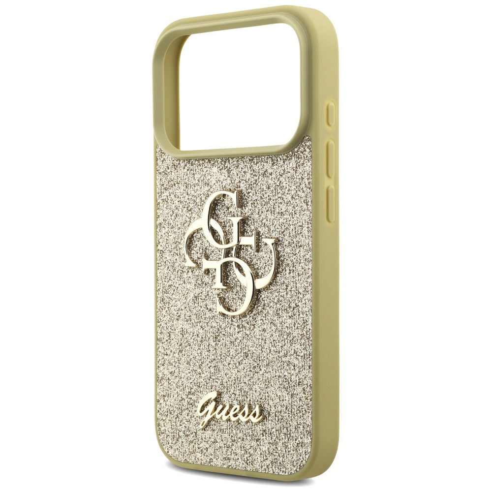 Case for Apple iPhone 17 Pro, Guess, Fixed Glitter Big 4G, Gold
