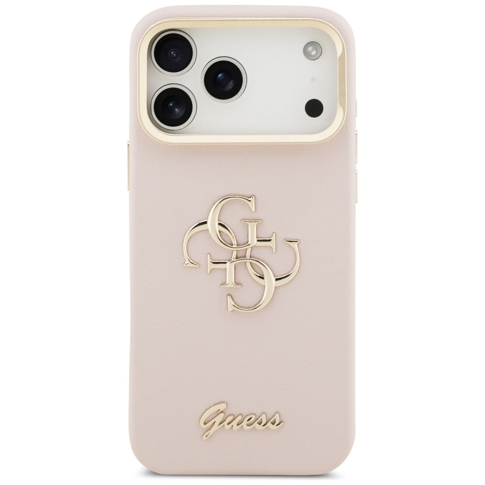 Case for Apple iPhone 17 Pro, Guess, Grained Big 4G Stand Camera, Pink