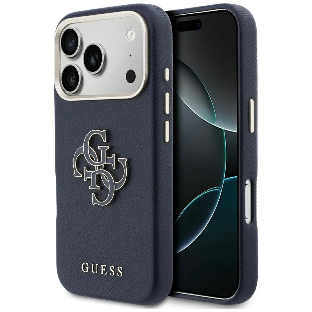Etui til Apple iPhone 17 Pro, Guess, Resin Logo, Blå