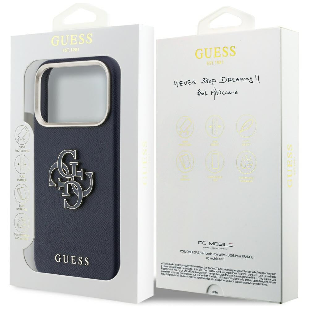 Etui til Apple iPhone 17 Pro, Guess, Resin Logo, Blå