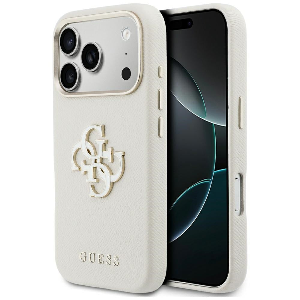 Etui til Apple iPhone 17 Pro, Guess, Resin Logo, Beige