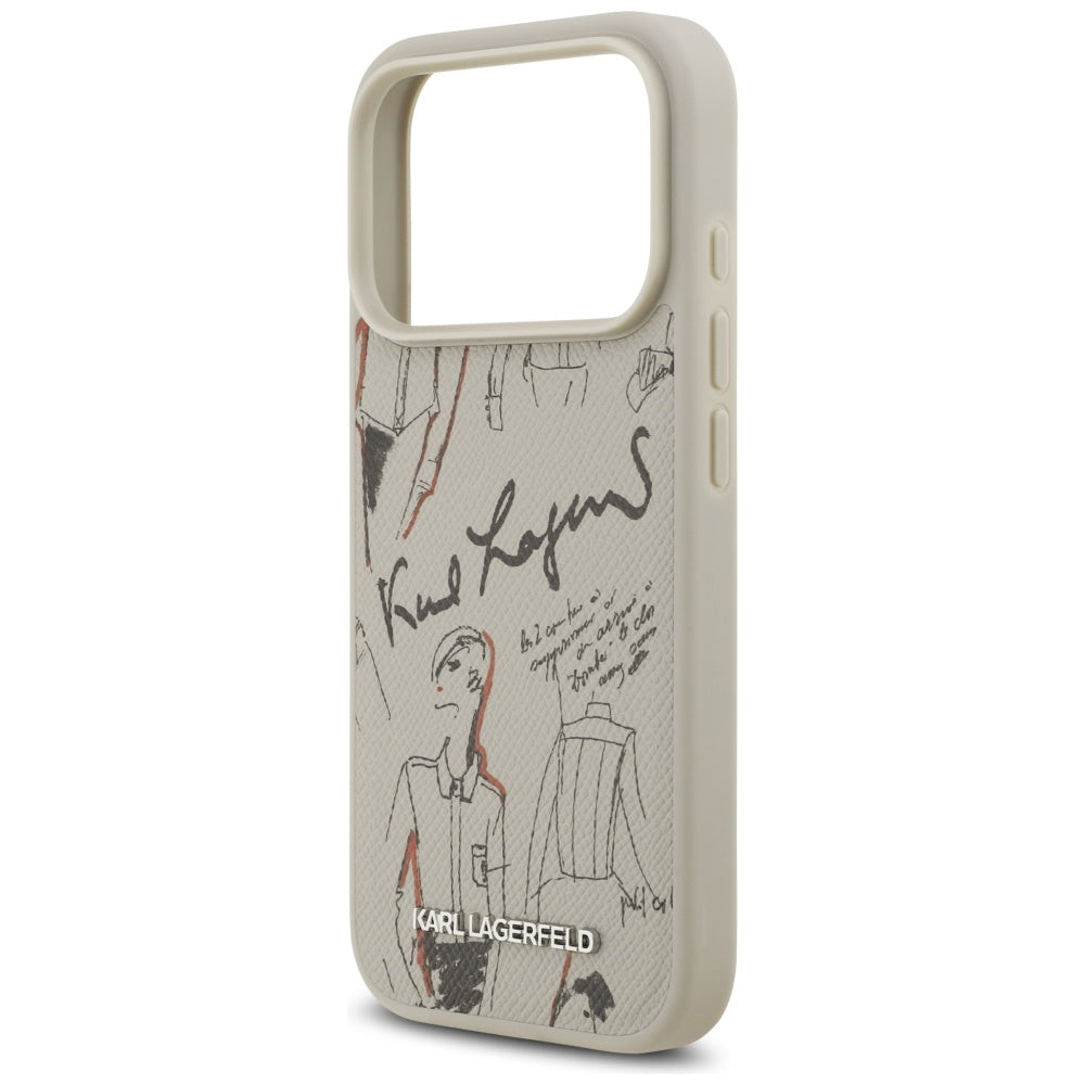Etui til Apple iPhone 17 Pro, Karl Lagerfeld, Grained Pattern Logo, Grå