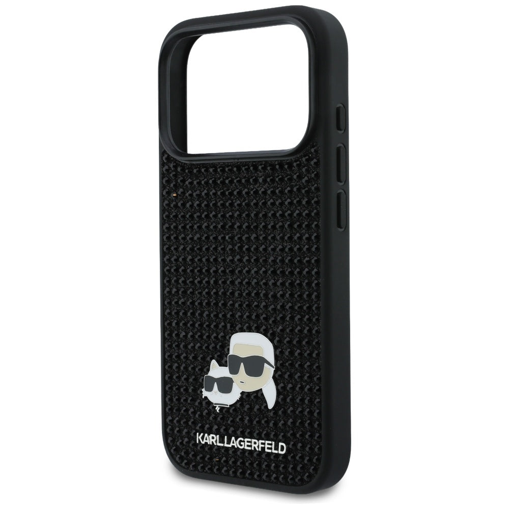 Etui til Apple iPhone 17 Pro, Karl Lagerfeld, Rhinestone Karl & Choupette Pins, Sort