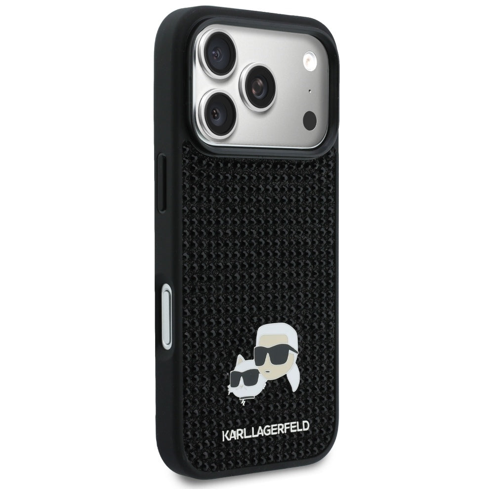 Etui til Apple iPhone 17 Pro, Karl Lagerfeld, Rhinestone Karl & Choupette Pins, Sort