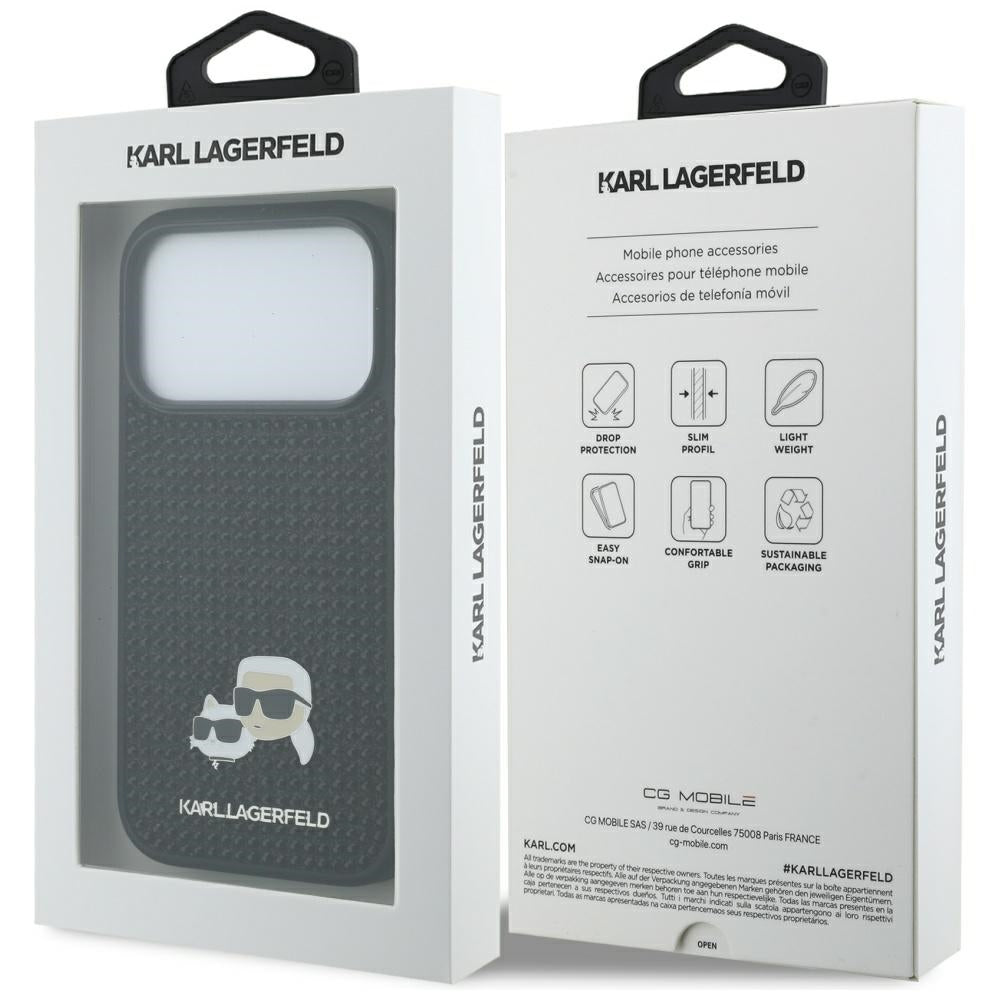 Etui til Apple iPhone 17 Pro, Karl Lagerfeld, Rhinestone Karl & Choupette Pins, Sort