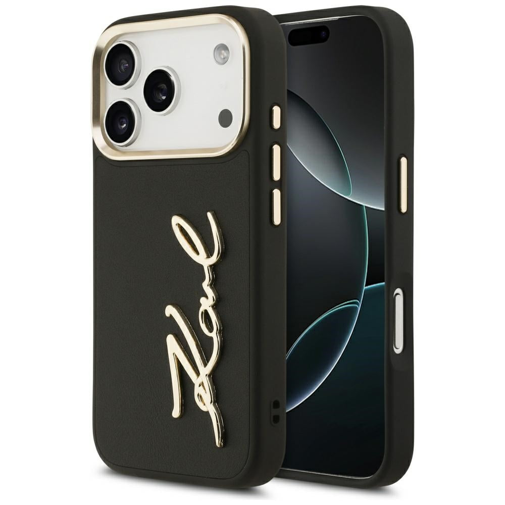 Etui til Apple iPhone 17 Pro, Karl Lagerfeld, Script Logo, Sort