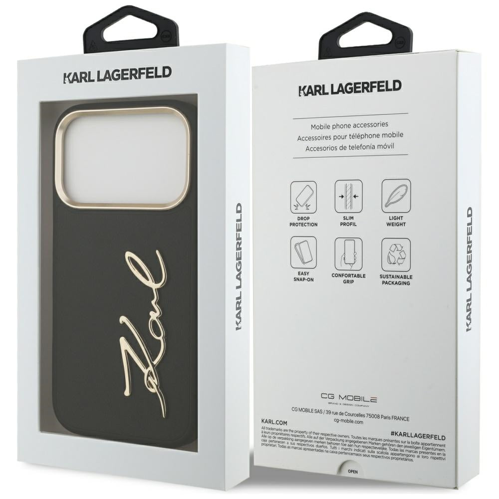 Etui til Apple iPhone 17 Pro, Karl Lagerfeld, Script Logo, Sort