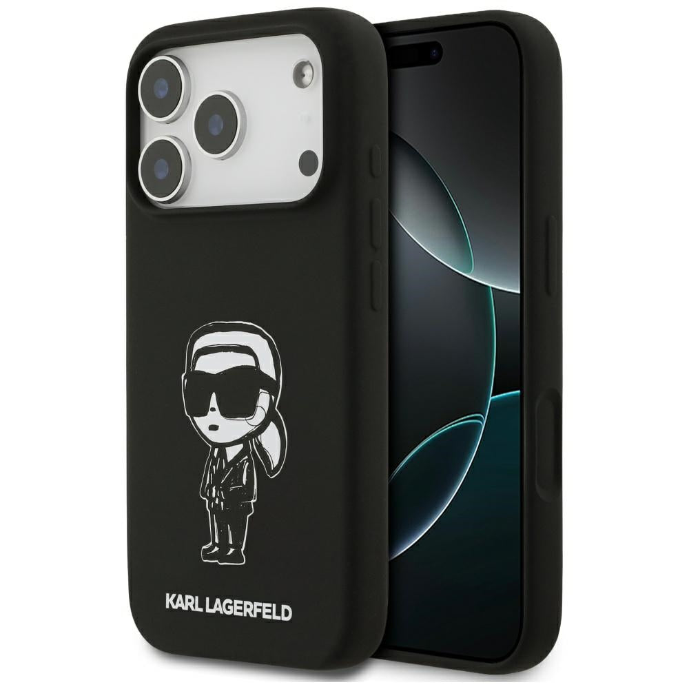 Etui til Apple iPhone 17 Pro, Karl Lagerfeld, Sketch and Logo Karl, Sort