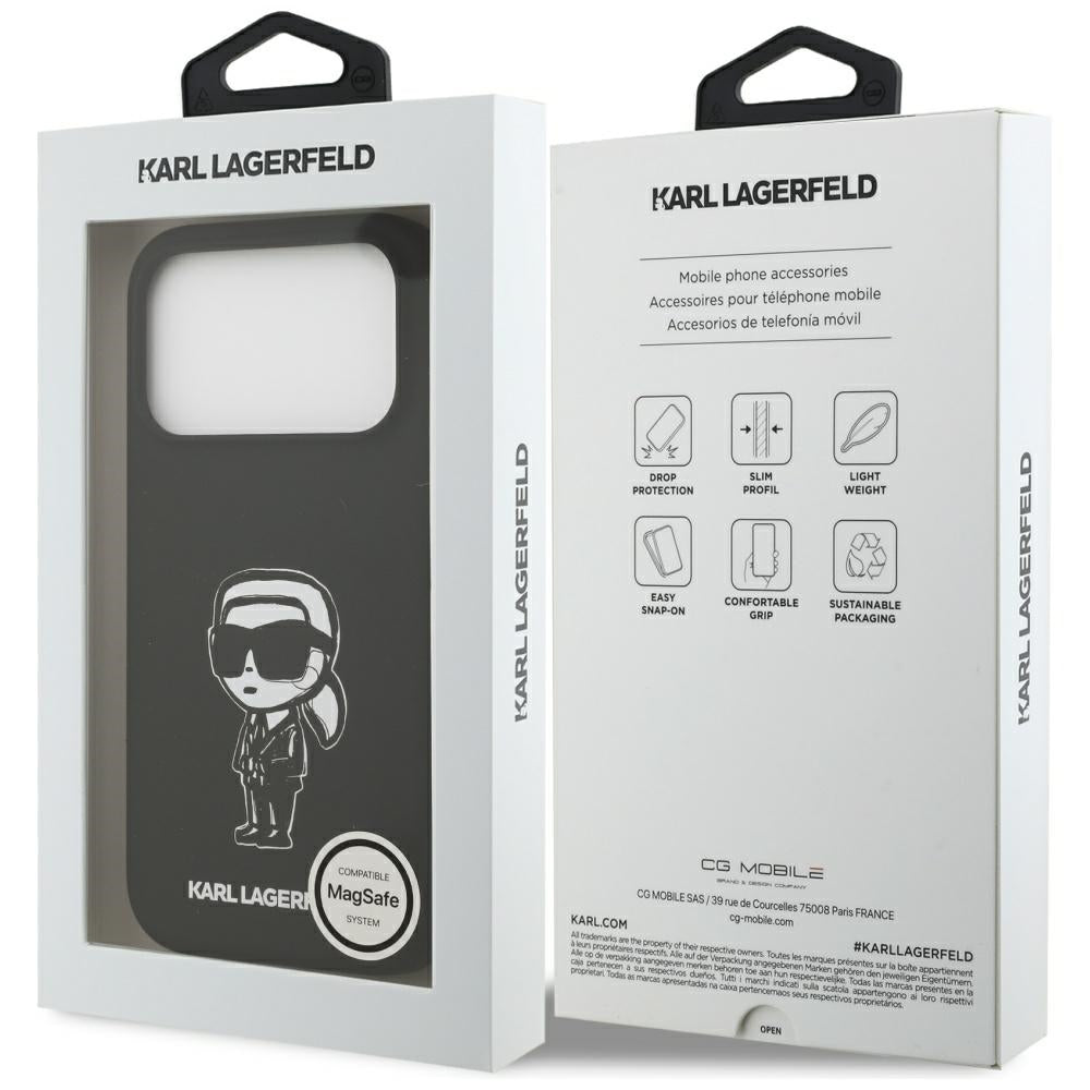 Etui til Apple iPhone 17 Pro, Karl Lagerfeld, Sketch and Logo Karl, Sort