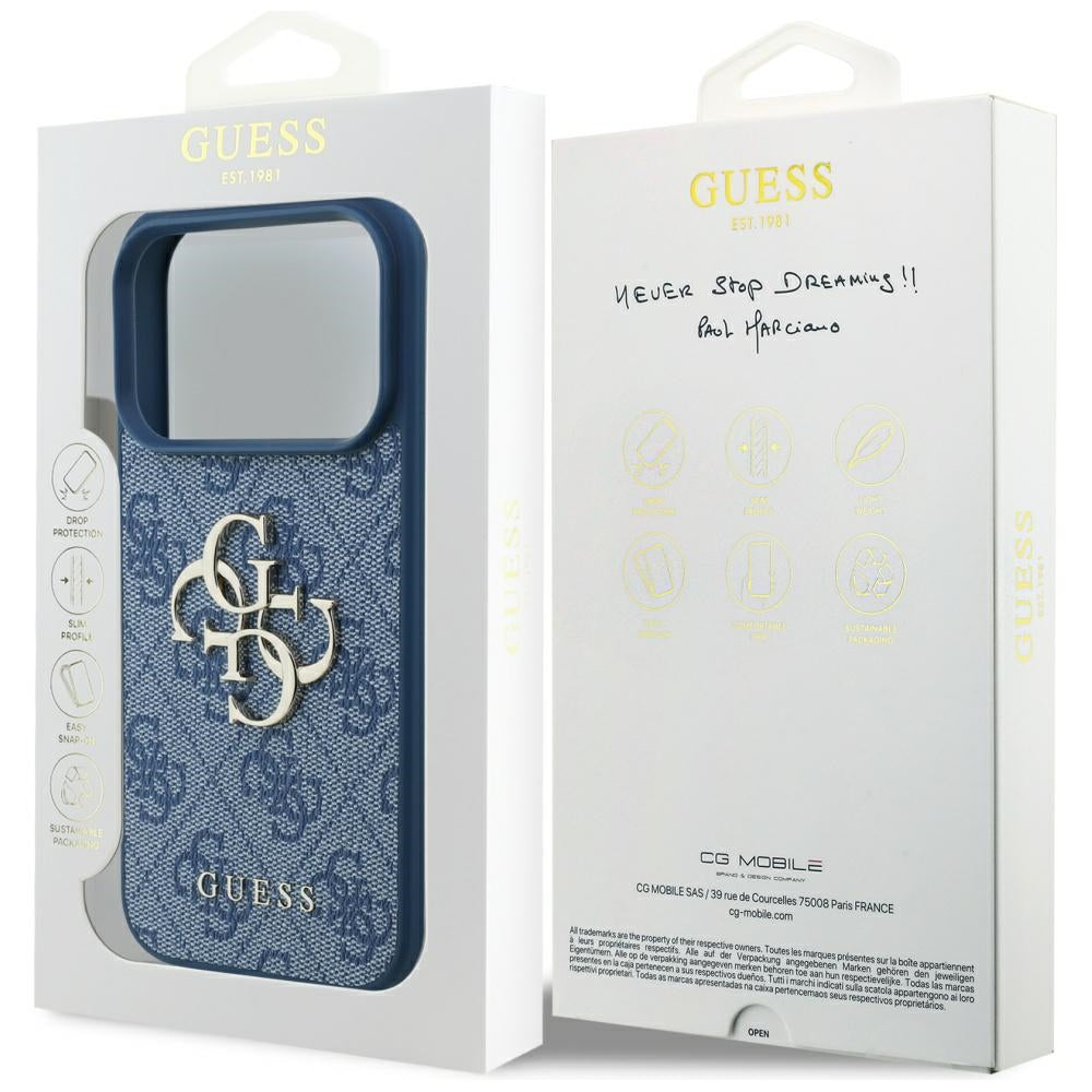Etui til Apple iPhone 17 Pro Max, Guess, 4G Big Logo, Blå