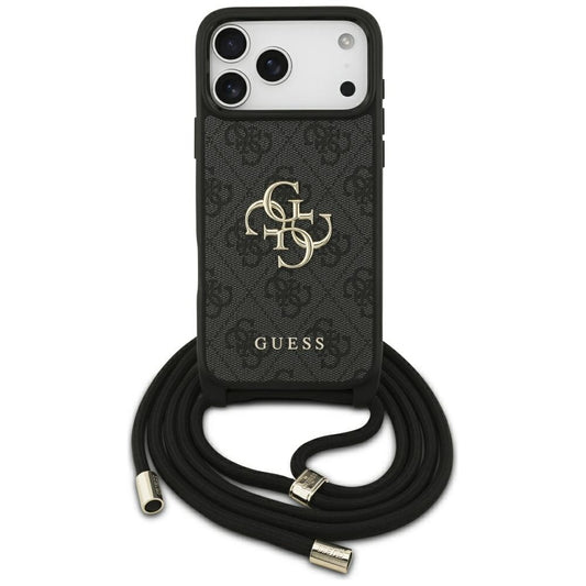 Etui til Apple iPhone 17 Pro Max, Guess, 4G CBDY Big Logo med snorestrop, Sort