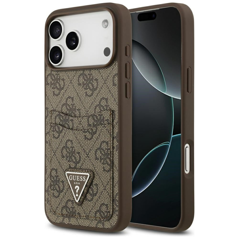 Etui til Apple iPhone 17 Pro Max, Guess, 4G Double Card Triangle, Brun